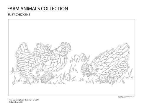 Free Download -calming coloring page-chickens