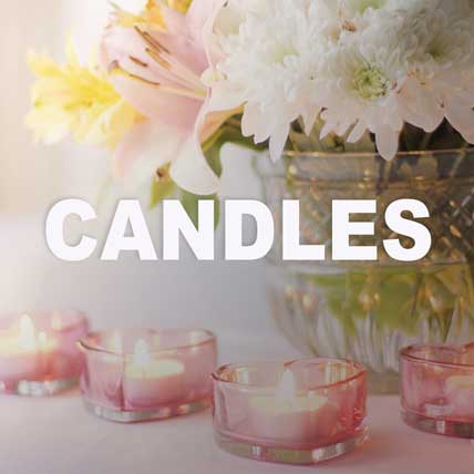 Candles and Holders for Tapers, Birthday Candles and Votives