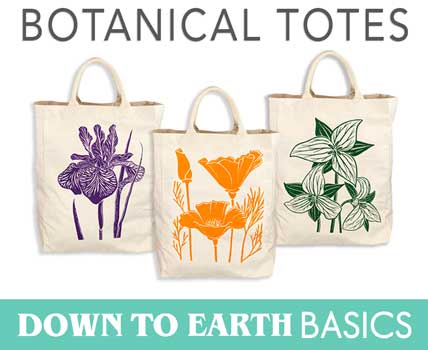 Tote Bag -  100% Cotton - Botanical Designs - Poppy Design