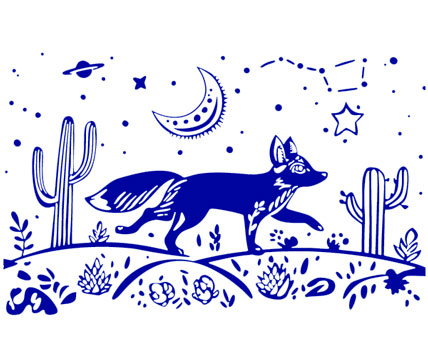 Celestial Desert Fox Design - clothing accessories, apparel, glassware