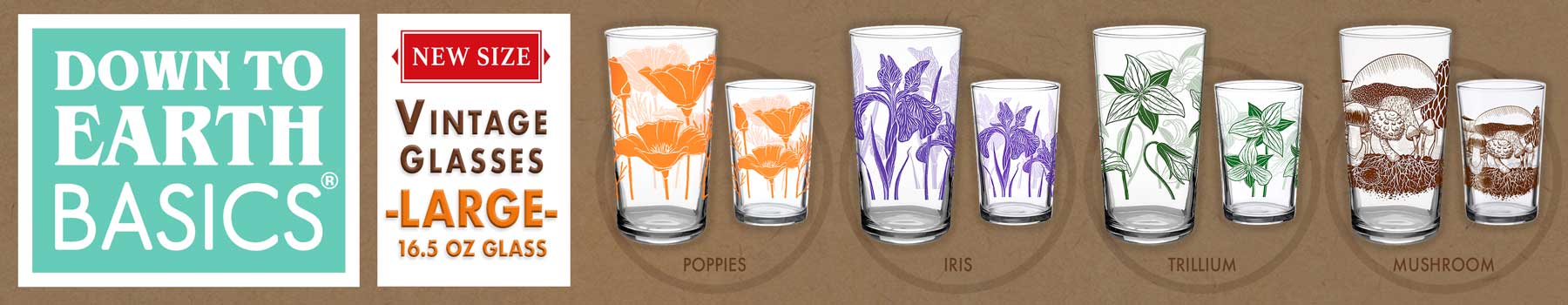 Vintage Glasses, Vintage d, Barware & Tall Beverage Glasses, Botanical Designs