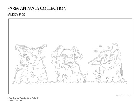 MUDDY PIGS - FREE COLORING PAGE