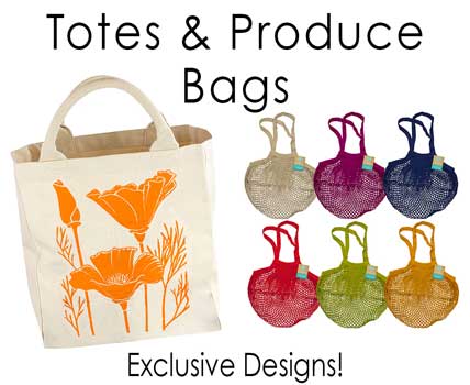 Tote Bags- Unique Designs -  100% Cotton Produce Bags