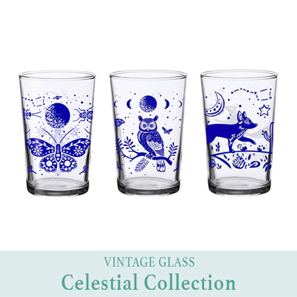 Vintage glass - Celestial Collection, Collectible Drinking Glass
