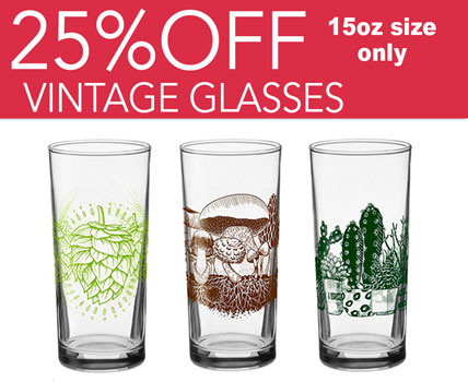 VINTAGE GLASS SALE 15 OZ - 25% OFF!