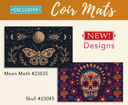 Wholesale Coir Mats - New Skull and Moon Moth Designs!