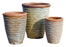 Rustic Wave Cream S/3 - Tall Planters - Outdoor Planters