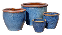 Rustic Keystone Blue S/4 - Tall Planters - Outdoor Planters
